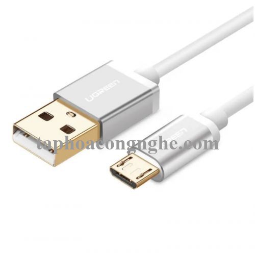Ugreen 30654 0.5M màu Trắng Cáp sạc truyền dữ liệu USB 2.0 sang MICRO USB đầu mạ vàng US134 30030654